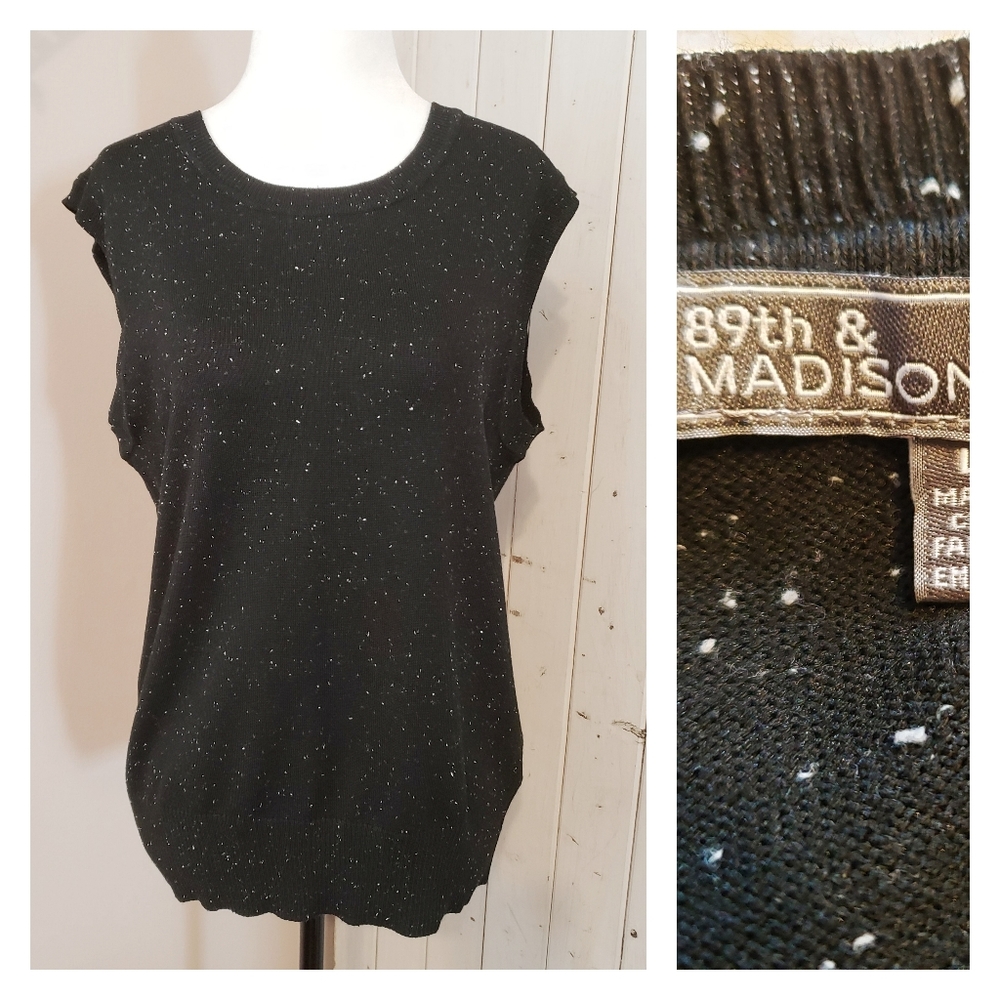 CONFETTI LIGHT KNIT SWEATER VEST BLACK